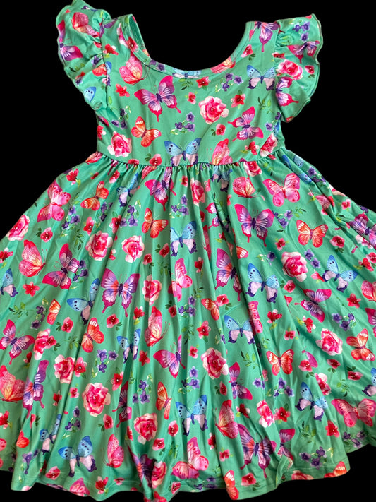 Vibrant Butterfly twirl dress