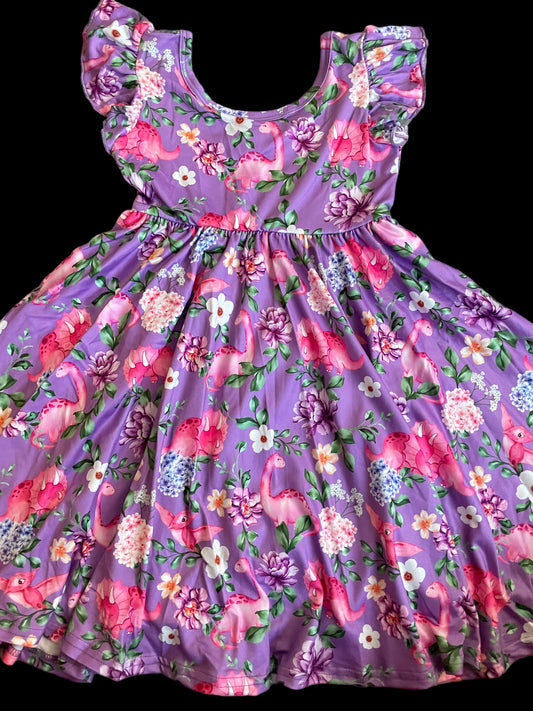 Dino floral twirl dress