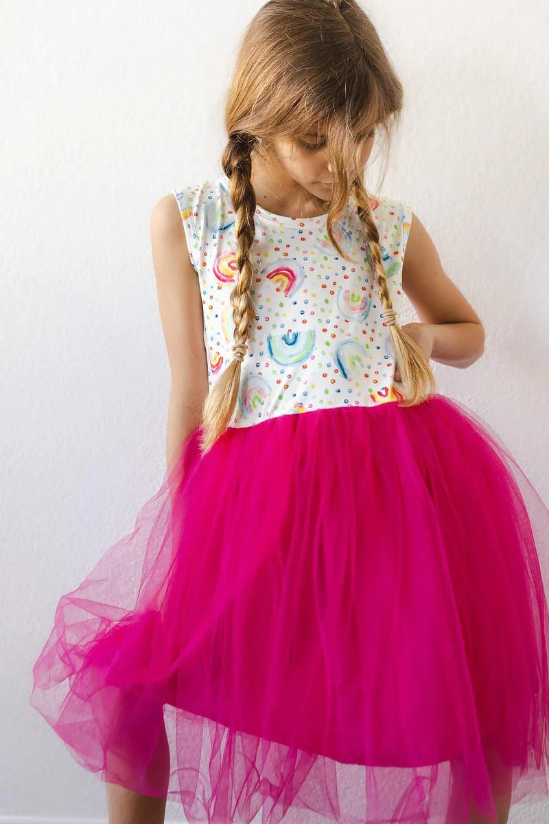 Rainbow dots tutu tank dress