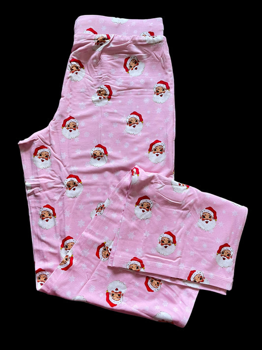 Pink Vintage Santa Adult PJ bottoms