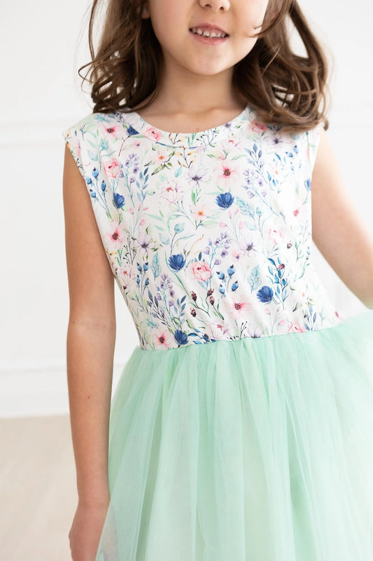 Mint Floral tutu dress